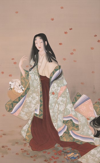 “上村松園《花がたみ》(1915・大正4年、松伯美術館蔵)”
