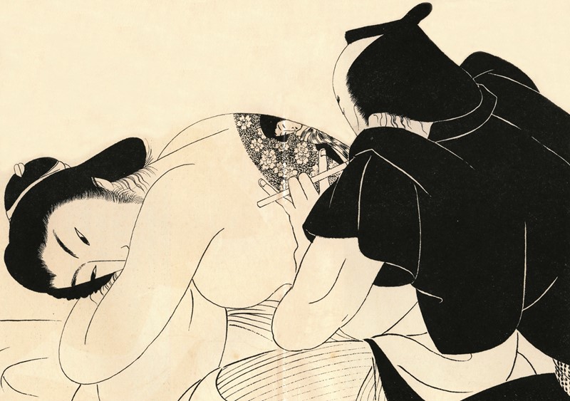 “小村雪岱《邦枝完二『お傳地獄』挿絵原画「お傳と波之助」（『名作挿画全集第1巻』平凡社、昭和10年のための》（1935･昭和10年、埼玉県立近代美術館蔵）”