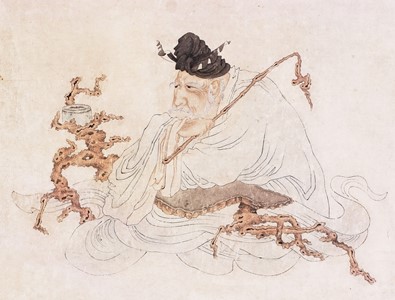“羅聘《浄名居士像軸》部分（清･18世紀、三重・澄懐堂美術館蔵）”